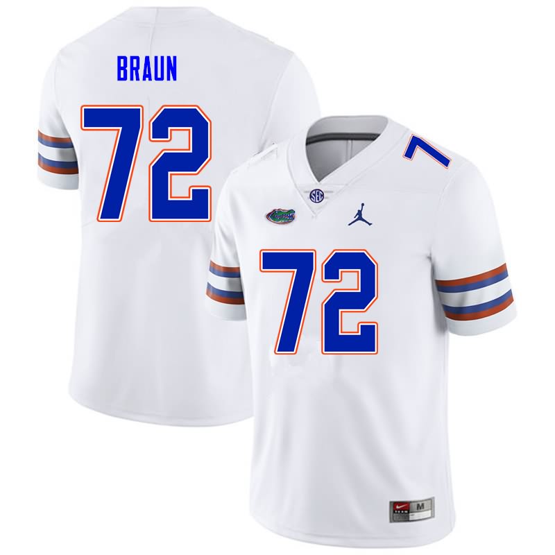 Men's NCAA Florida Gators Josh Braun #72 Stitched Authentic Nike White College Football Jersey KAB8865SR